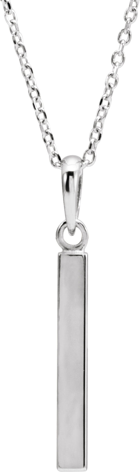 Sterling Silver Engravable Four-Sided Bar 16-18" Necklace