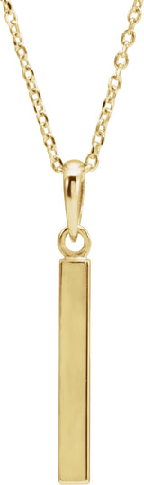 14K Yellow Gold Engravable Four-Sided Bar 16-18" Necklace