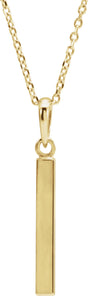 14K Yellow Gold Engravable Four-Sided Bar 16-18" Necklace