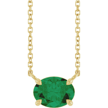 14K Yellow Gold Lab-Grown Emerald 18" Necklace
