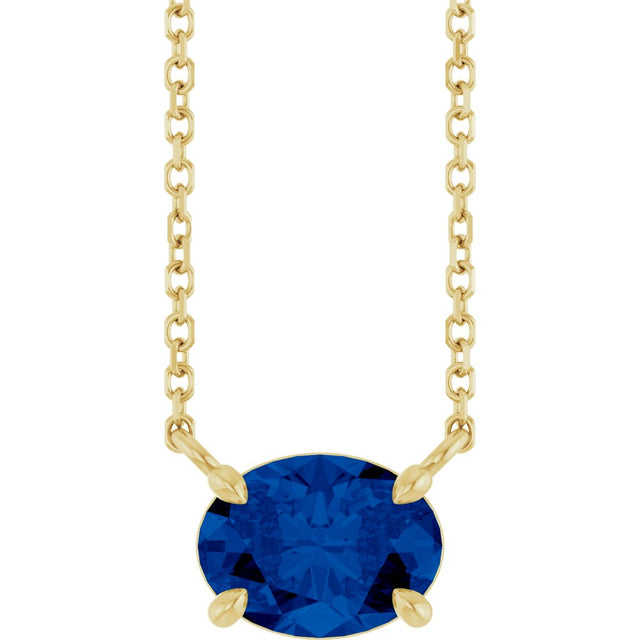14K Yellow Natural Blue Sapphire 18" Necklace