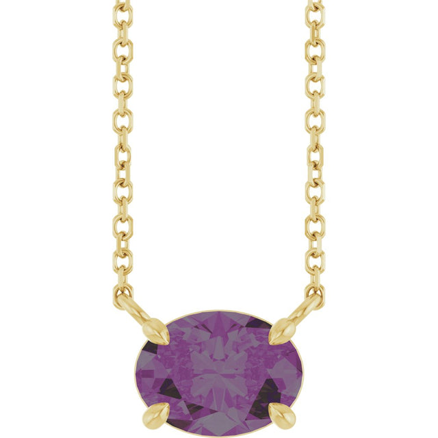 14K Yellow Gold Lab-Grown Alexandrite 18" Necklace