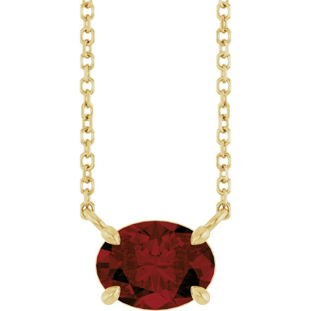 14K Yellow Gold Natural Mozambique Garnet 18" Necklace