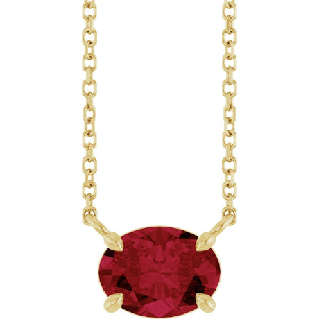 14K Yellow Lab-Grown Ruby 18" Necklace