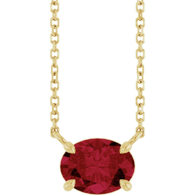14K Yellow Lab-Grown Ruby 18" Necklace