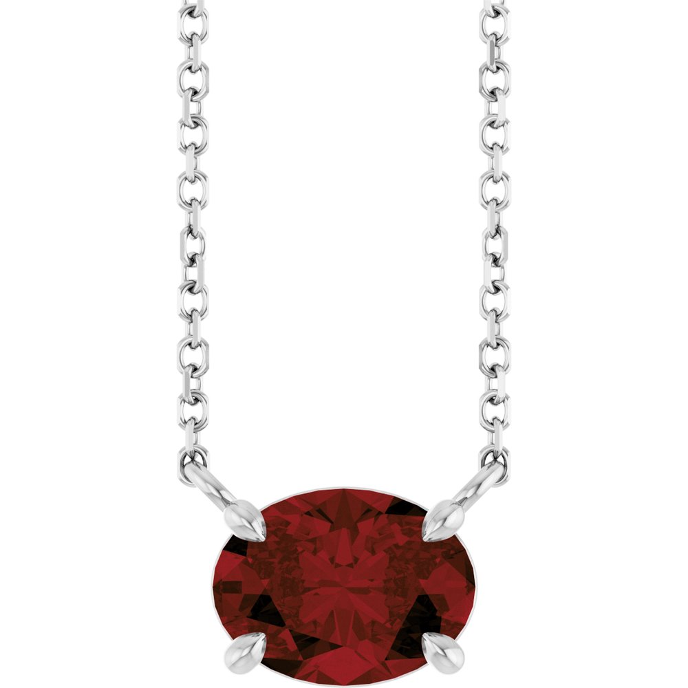 Sterling Silver Natural Mozambique Garnet 18" Necklace