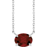 Sterling Silver Natural Mozambique Garnet 18" Necklace