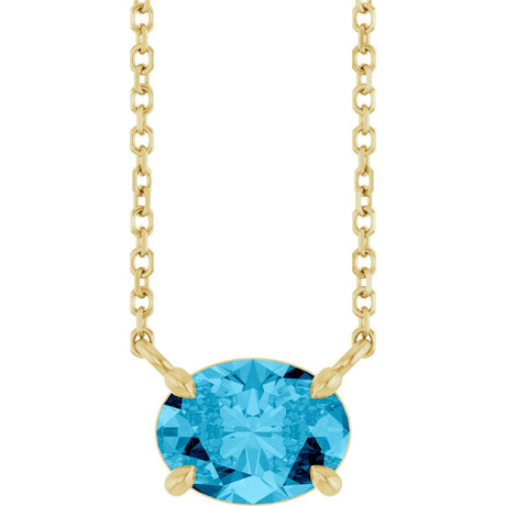 14K Yellow Gold Natural Aquamarine 18" Necklace