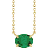 14K Yellow Gold Lab-Grown Emerald 18" Necklace