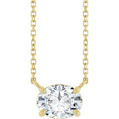 14K Yellow Gold Natural White Sapphire 18" Necklace