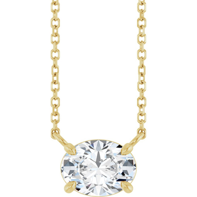 14K Yellow Gold Natural White Sapphire 18" Necklace
