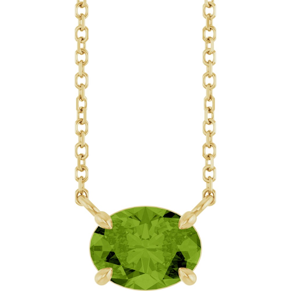 14K Yellow Gold Natural Peridot 18" Necklace