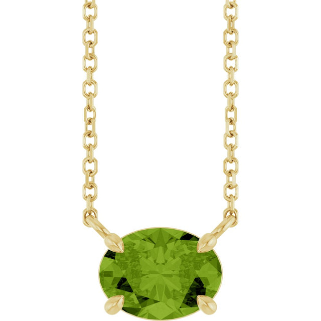 14K Yellow Gold Natural Peridot 18" Necklace