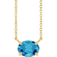 14K Yellow Gold Natural Blue Zircon 18" Necklace