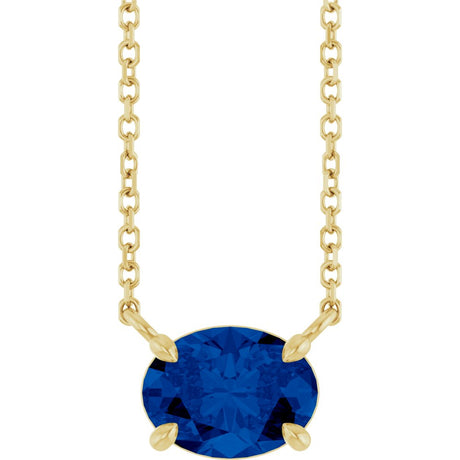 14K Yellow Gold Natural Blue Sapphire 18" Necklace