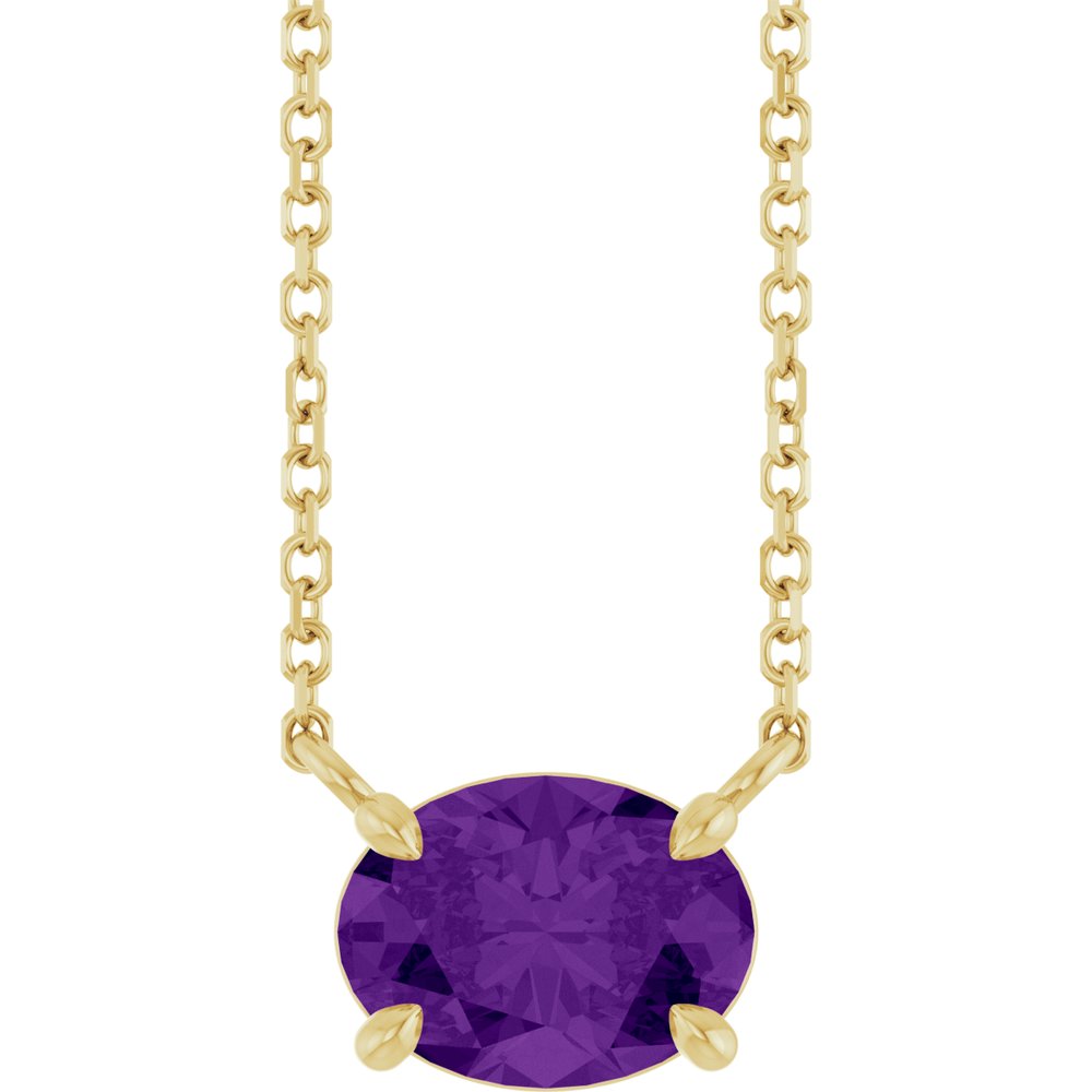 14K Yellow Gold Natural Amethyst 18" Necklace
