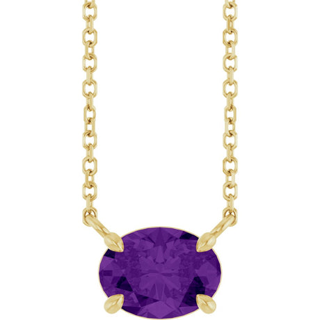 14K Yellow Gold Natural Amethyst 18" Necklace