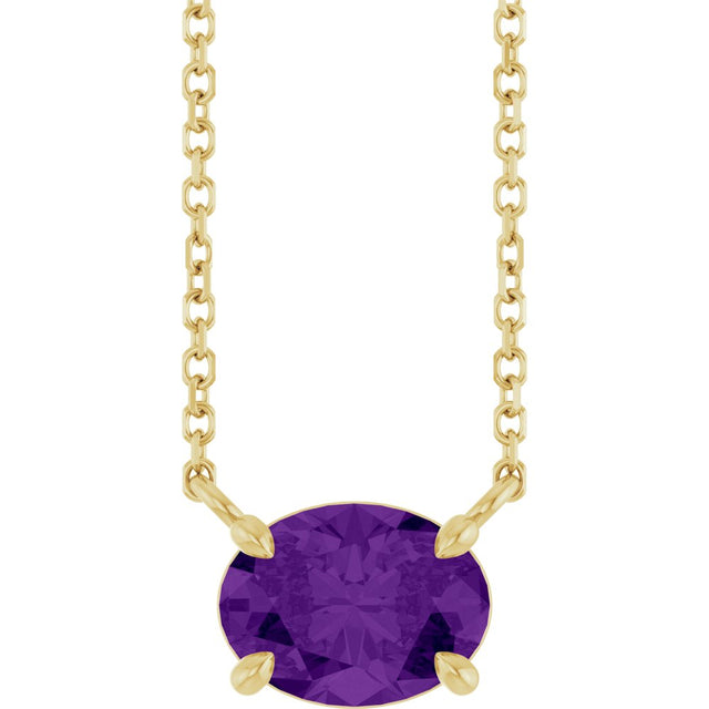 14K Yellow Gold Natural Amethyst 18" Necklace