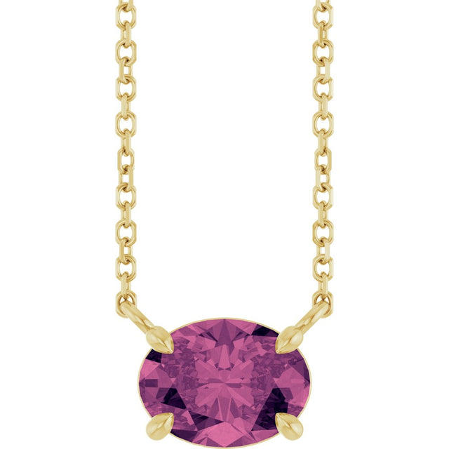 14K Yellow Natural Pink Tourmaline 18" Necklace