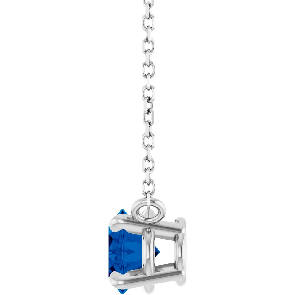 14K White Natural Blue Sapphire 18" Necklace