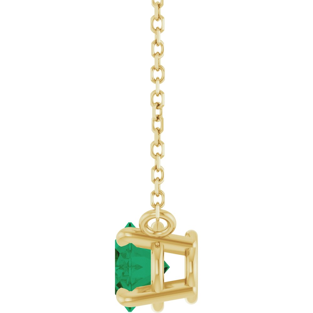 14K Yellow Gold Lab-Grown Emerald 18" Necklace