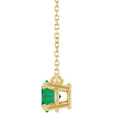 14K Yellow Gold Lab-Grown Emerald 18" Necklace