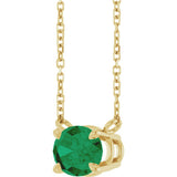 14K Yellow Gold Lab-Grown Emerald 18" Necklace