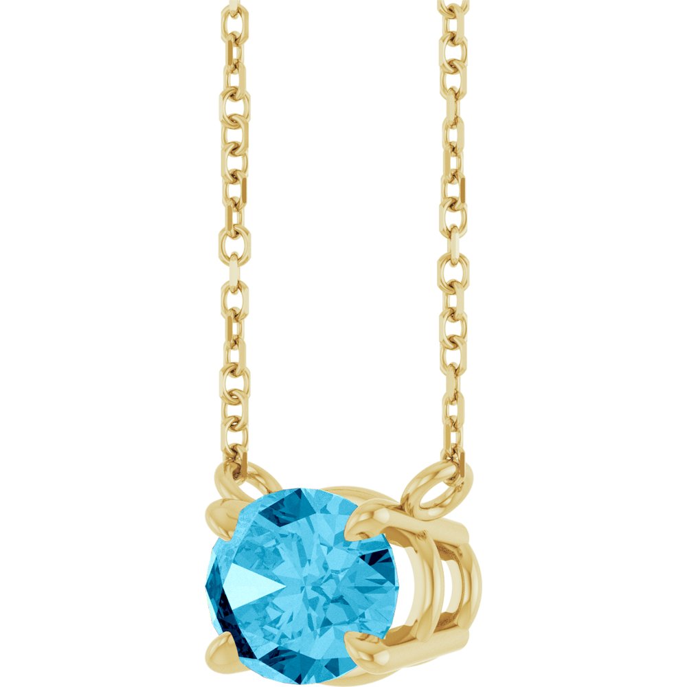14K Yellow Gold Natural Aquamarine 18" Necklace