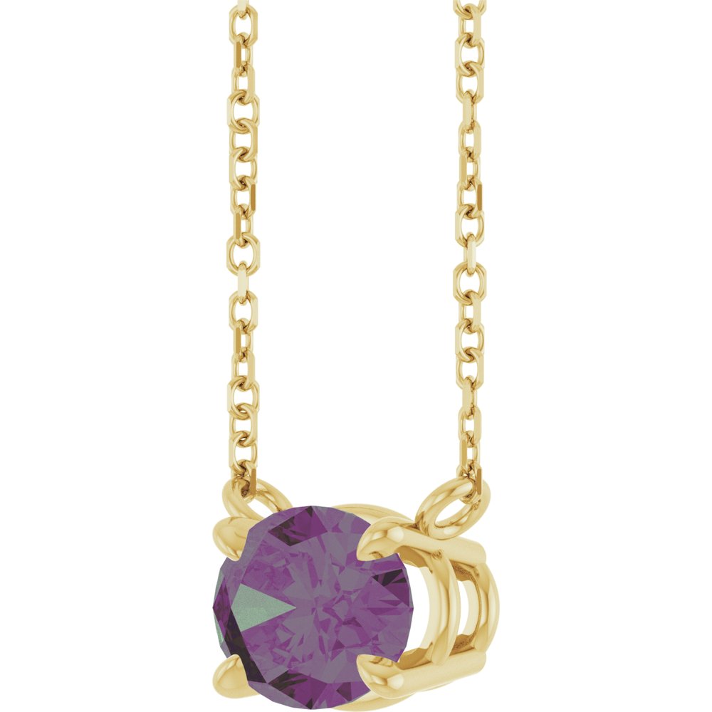 14K Yellow Gold Lab-Grown Alexandrite 18" Necklace