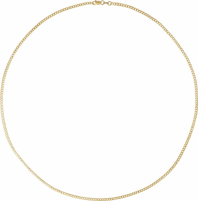 14K Yellow Gold 1.95 mm Curb 24" Chain