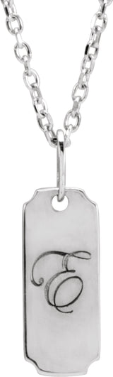 14K White Engravable Dog Tag 16-18" Necklace