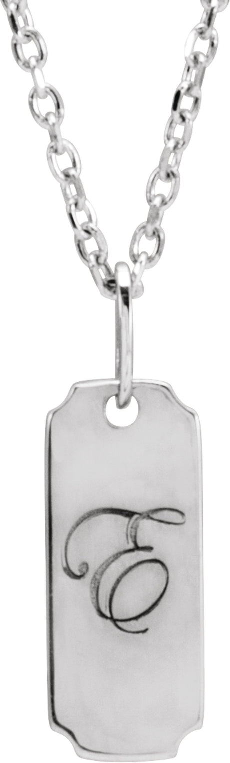 14K White Gold Engravable Dog Tag 16-18" Necklace