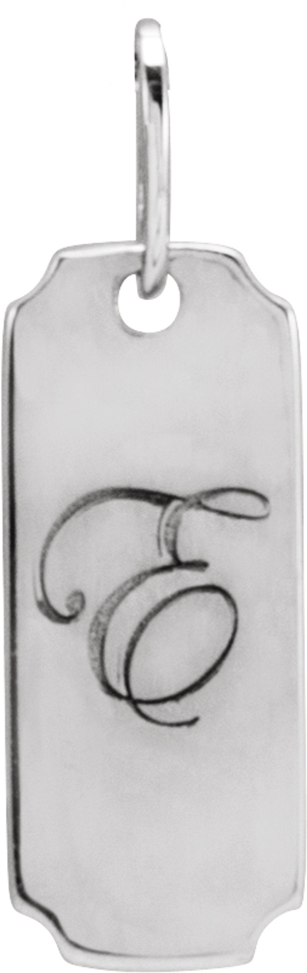 14K White Gold Engravable Dog Tag Pendant