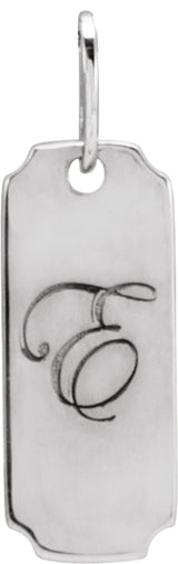 14K White Gold Engravable Dog Tag Pendant