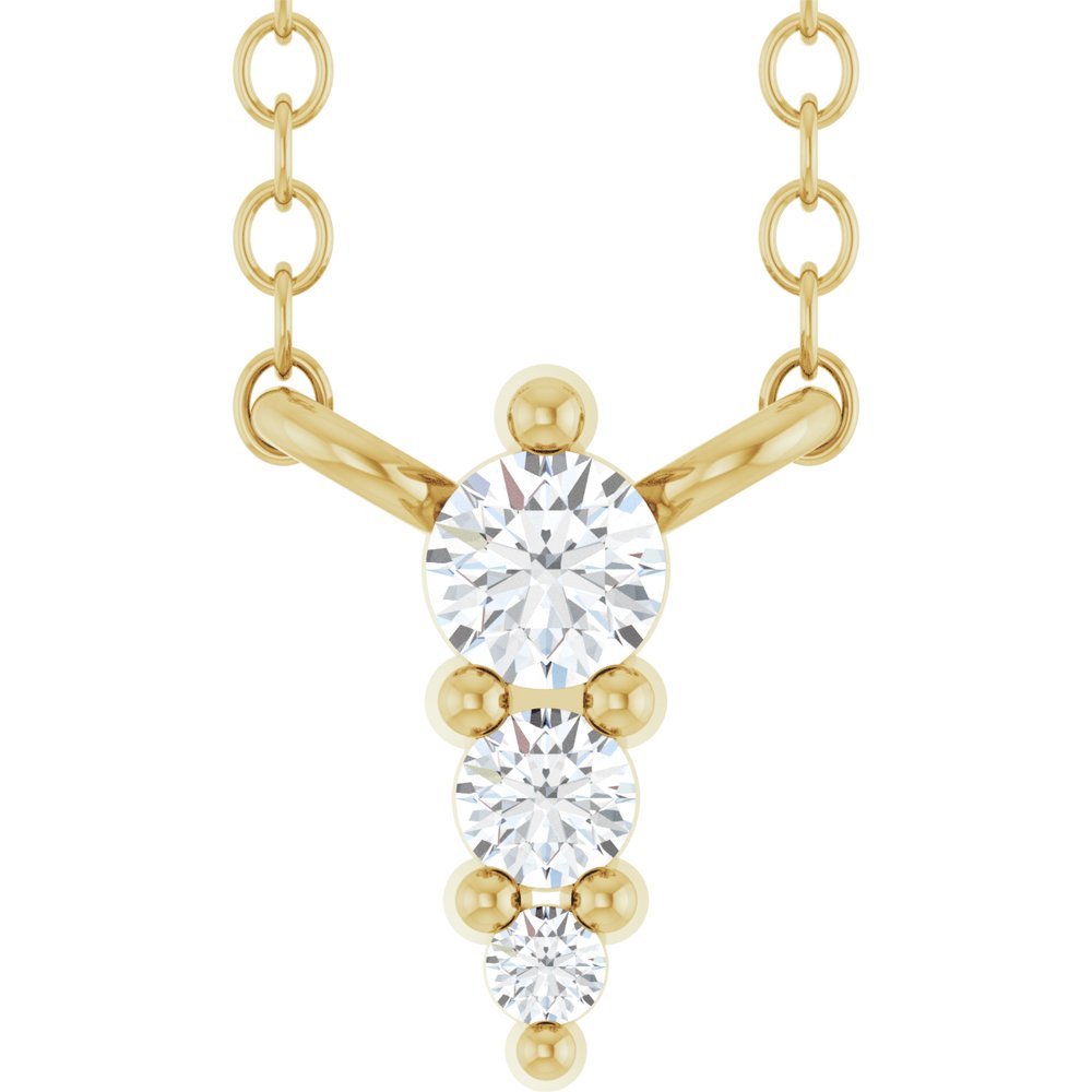 14K Yellow .05 CTW Natural Diamond Graduated 18" Necklace