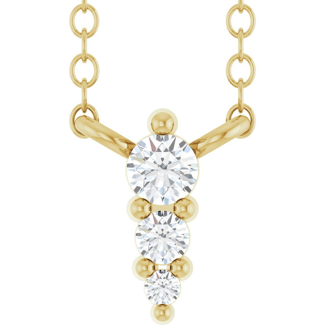 14K Yellow .05 CTW Natural Diamond Graduated 18" Necklace