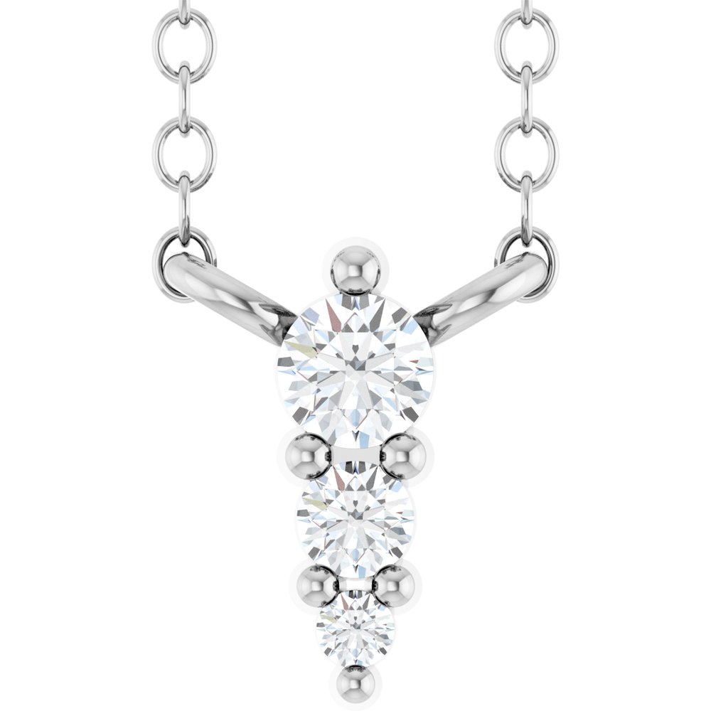 14K White .05 CTW Lab-Grown Diamond Graduated 18" Necklace