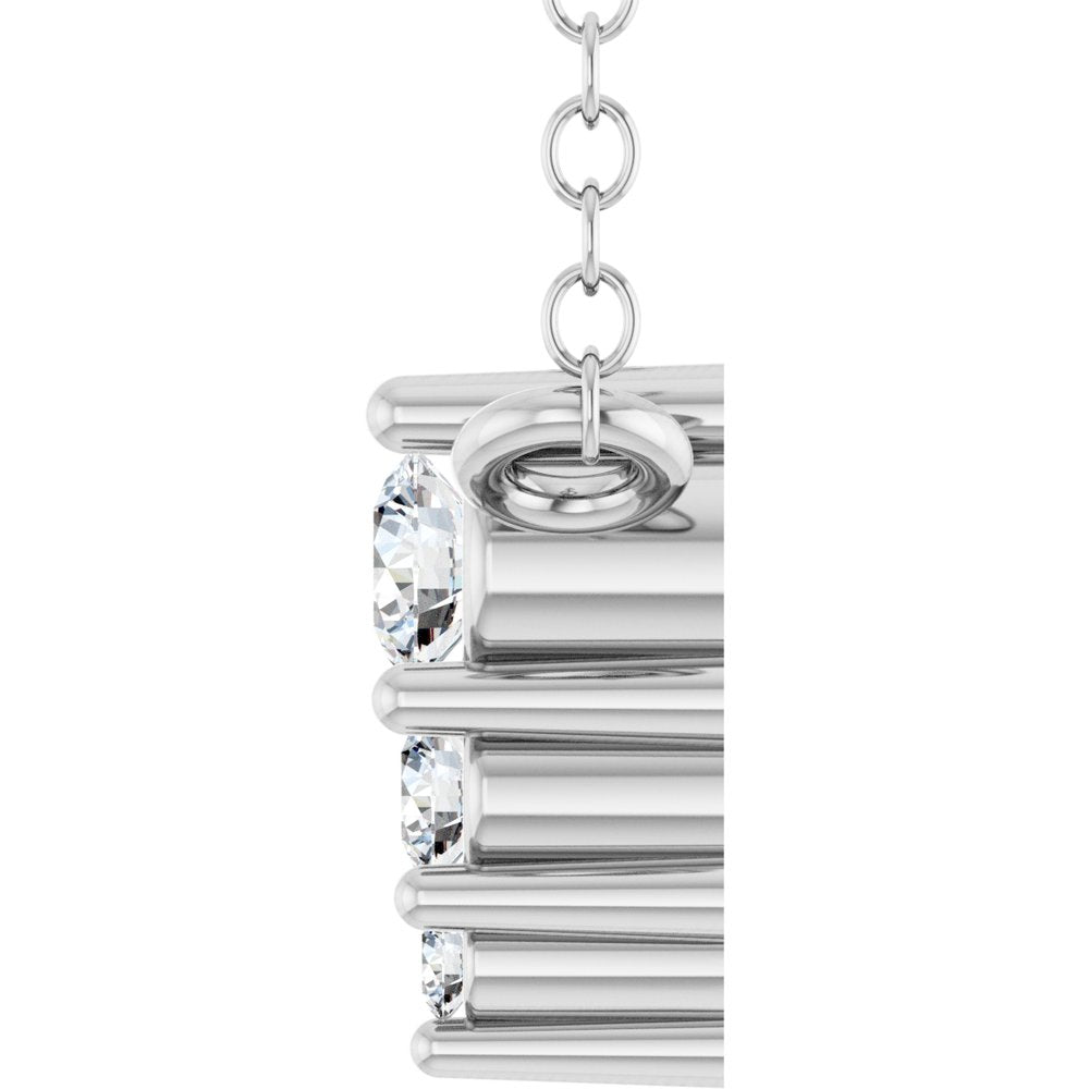 14K White .05 CTW Lab-Grown Diamond Graduated 18" Necklace