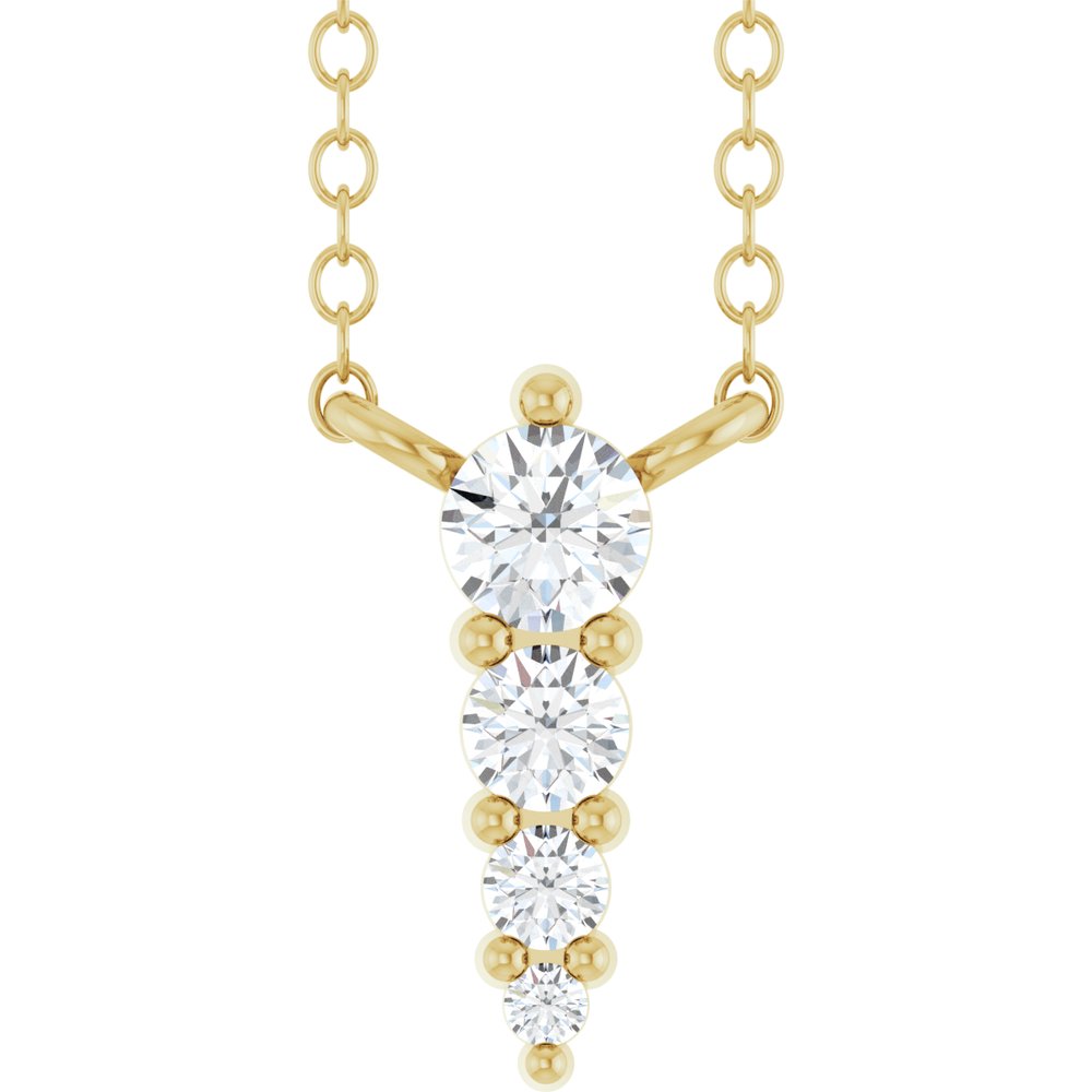 14K Yellow 1/8 CTW Lab-Grown Diamond Graduated 18" Necklace