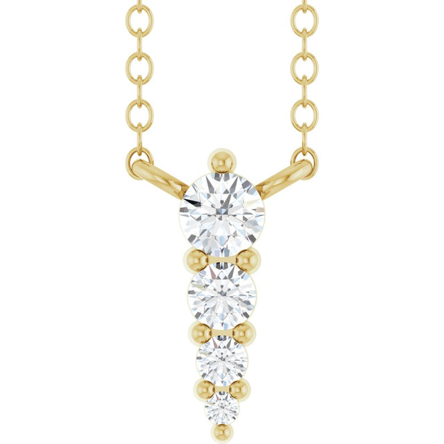 14K Yellow 1/8 CTW Lab-Grown Diamond Graduated 18" Necklace