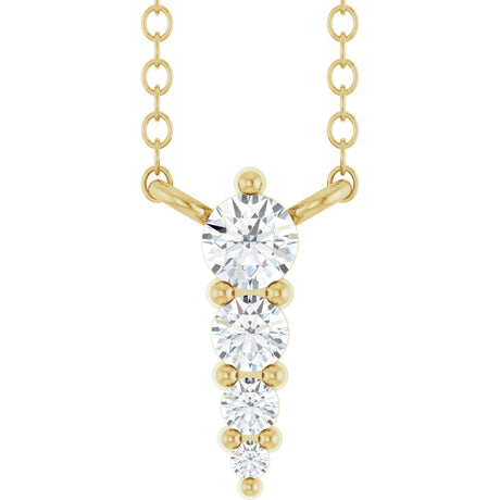 14K Yellow 1/8 CTW Natural Diamond Graduated 18" Necklace