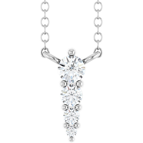 14K White 1/8 CTW Natural Diamond Graduated 18" Necklace