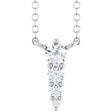 14K White 1/8 CTW Natural Diamond Graduated 18" Necklace