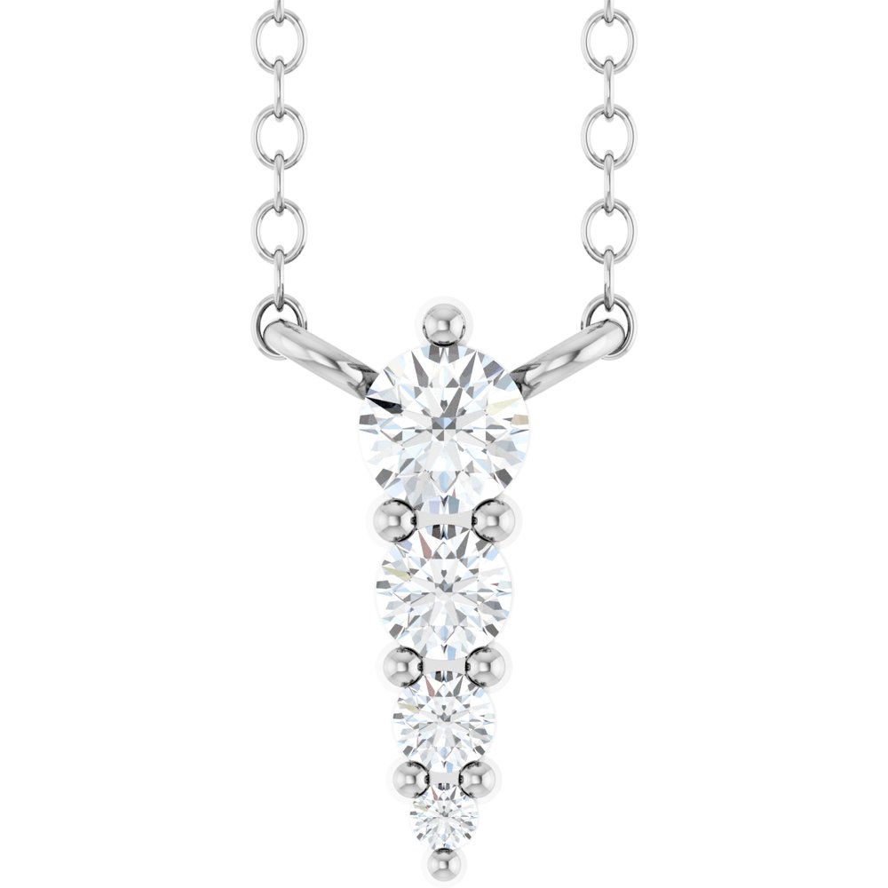 14K White 1/8 CTW Natural Diamond Graduated 18" Necklace