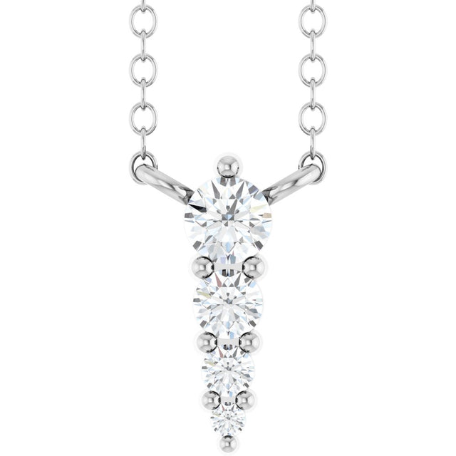 14K White 1/8 CTW Natural Diamond Graduated 18" Necklace