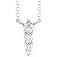 14K White 1/8 CTW Natural Diamond Graduated 18" Necklace