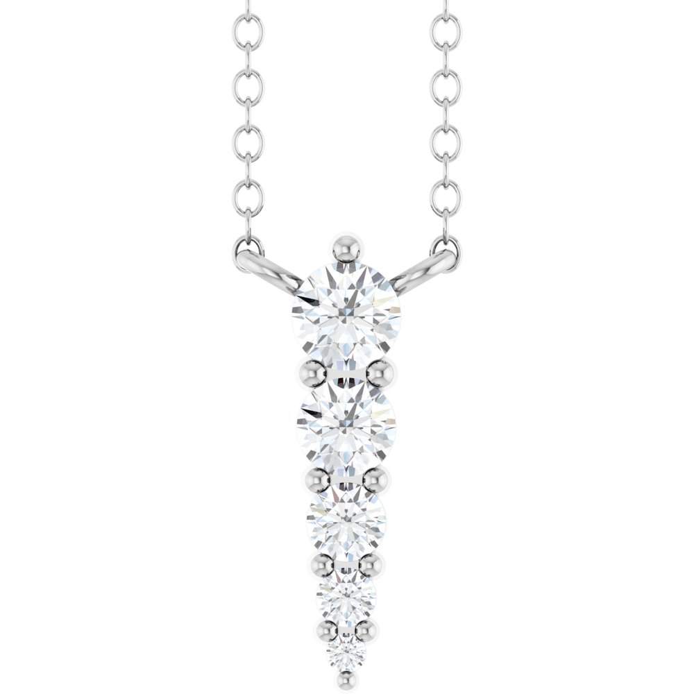 14K White 1/5 CTW Natural Diamond Graduated 18" Necklace