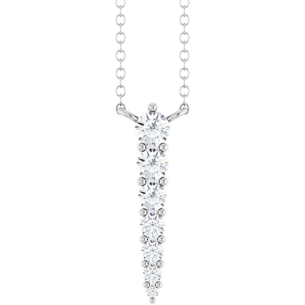 14K White 1/6 CTW Natural Diamond Graduated 18" Necklace