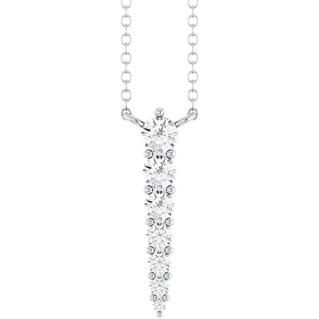 14K White 1/6 CTW Natural Diamond Graduated 18" Necklace