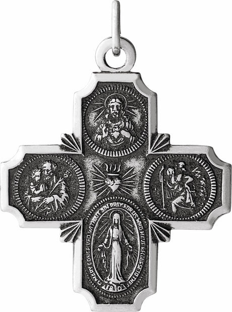 Sterling Silver 30x29 mm Four-Way Cross Medal  